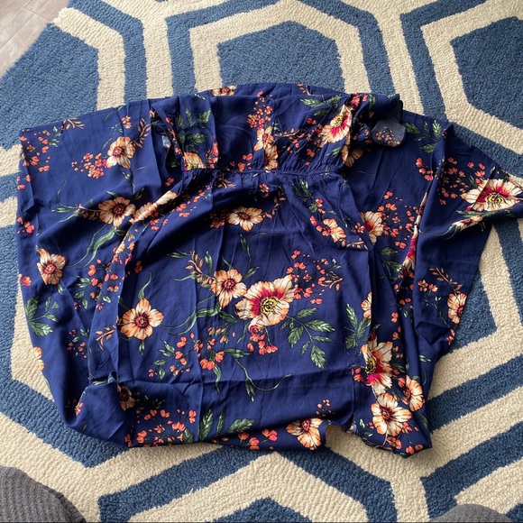 π BOHO BLUE MULTI FLORAL SLIT MAXI DRESS! - Picture 4 of 5